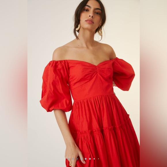 RARE EUC Anthropologie Atsu Off-The-Shoulder Poplin Midi Dress // Size 18W - Picture 8 of 9